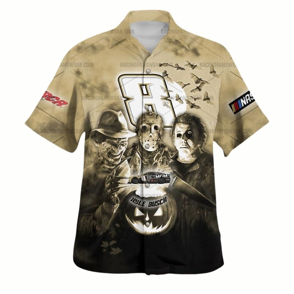 Kyle Busch Nascar Racing Halloween With Horror Friends Hawaiian Shirt