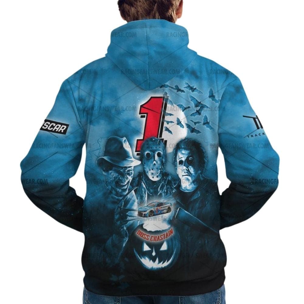 Ross Chastain Nascar Racing With Michael Myers Friends Horror Halloween All Over Print Hoodie