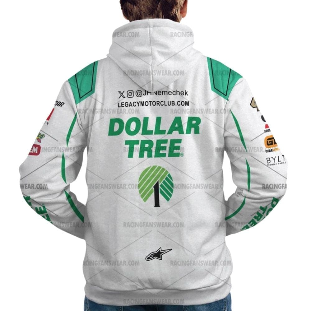 John Hunter Nemechek Nascar Racing 2024 Legacy Motor Club Dollar Tree Uniform All Over Print Hoodie
