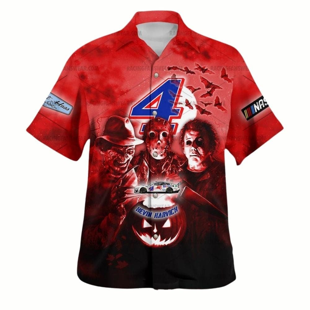 Kevin Harvick and Horror Nascar Mobil 1 Racing Halloween Hawaiian Shirt