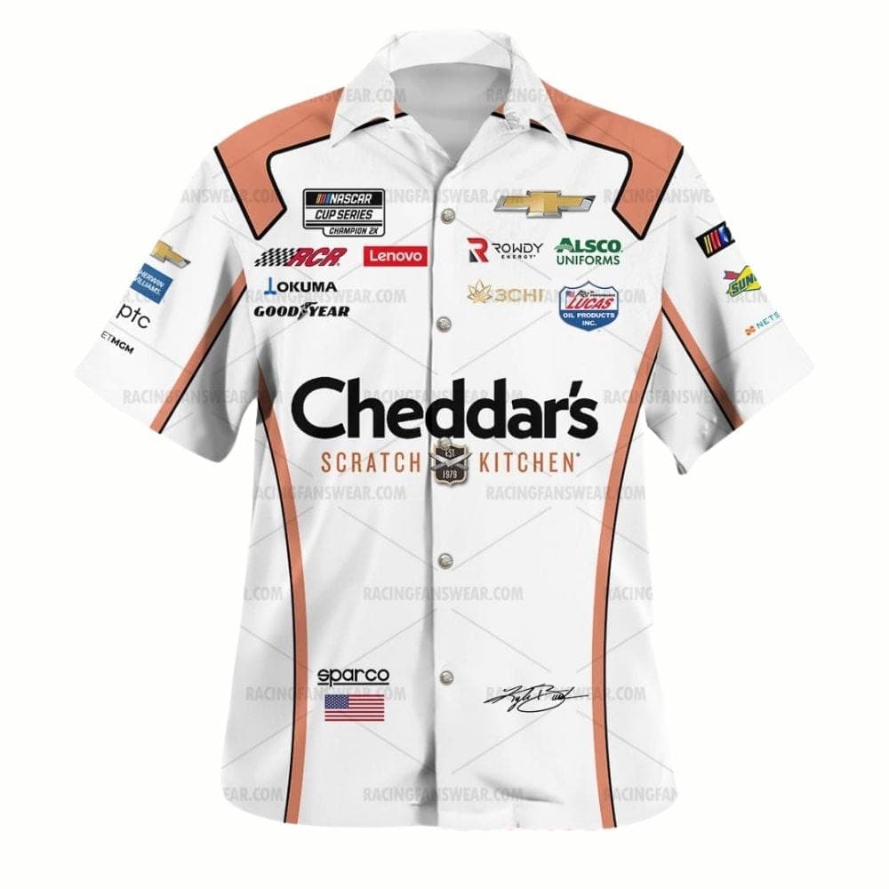 Kyle Busch Nascar 2023 CheddarÃ¢â‚¬â„¢s Racing Signature Uniform Hawaiian Shirt