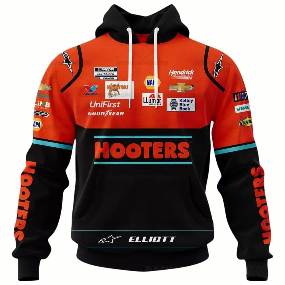 Chase Elliott 2023 Hooters Racing Uniform All-over Print Hoodie