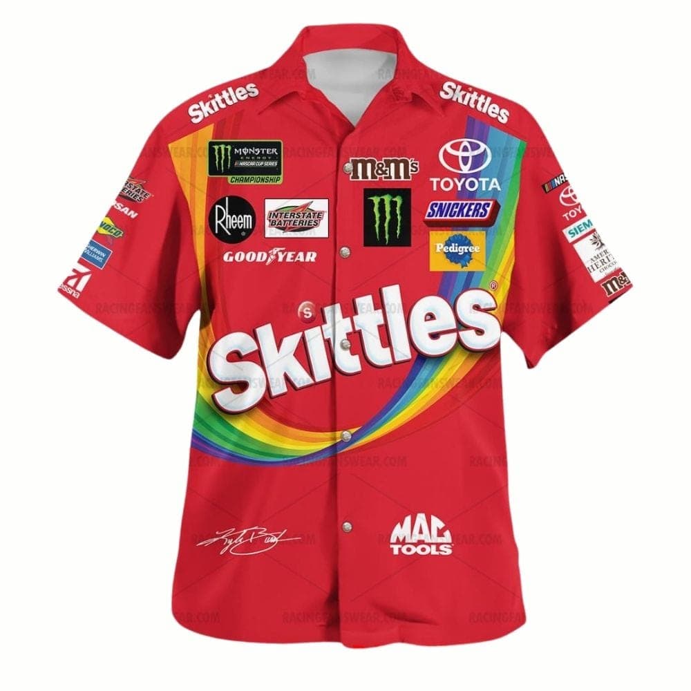 Kyle Busch Nascar Racing Skittles Signature Uniform Hawaiian Shirt