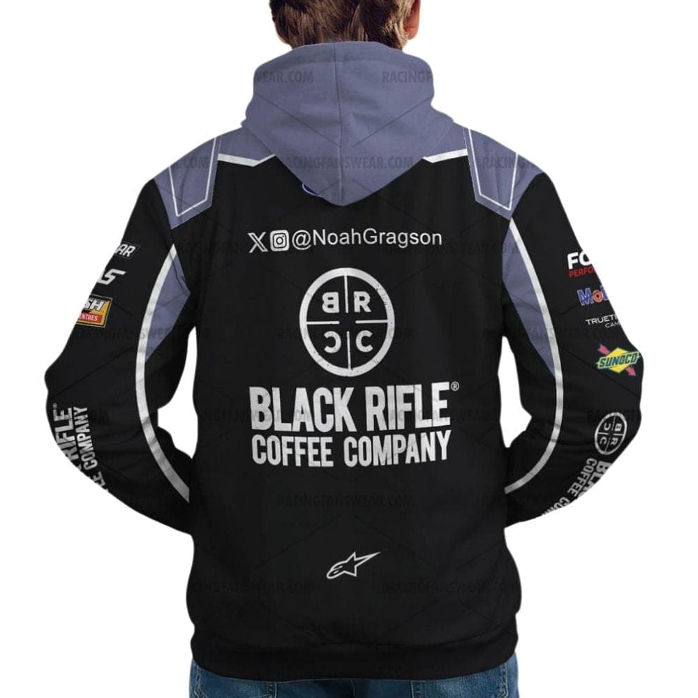 Noah Gragson Nascar Racing 2024 Stewart Haas Racing Black Rifle Coffee Uniform All Over Print Hoodie