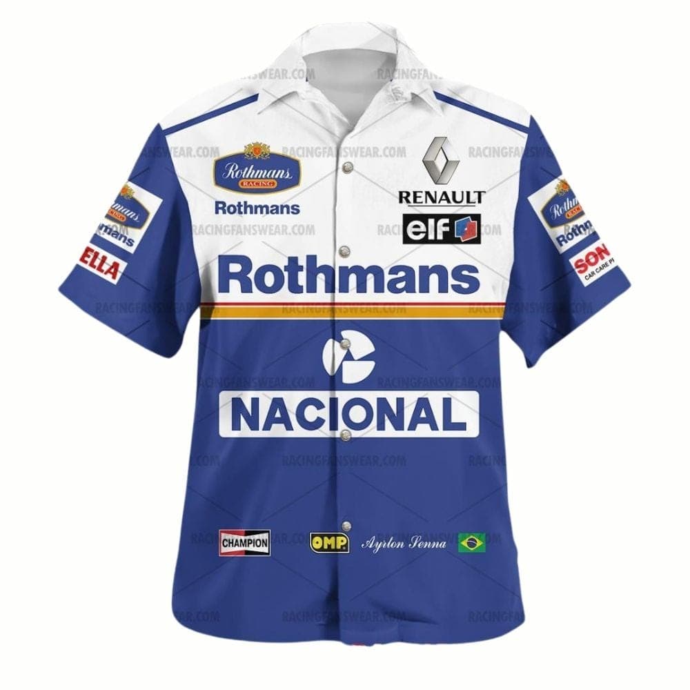 Ayrton Senna Formula One Racing 1994 Rothmans and Nacional Uniform Hawaiian Shirt