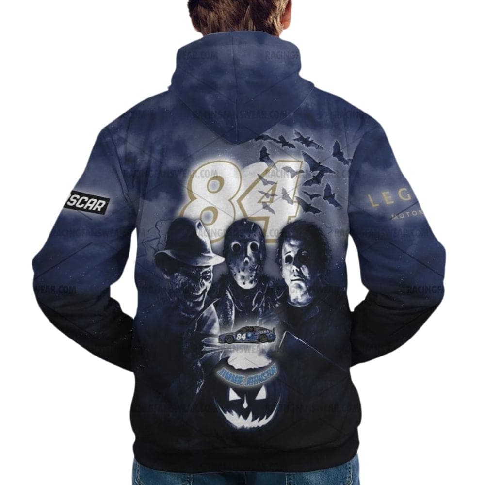 Jimmie Johnson 84 Nascar Racing With Michael Myers Friends Horror Halloween All Over Print Hoodie