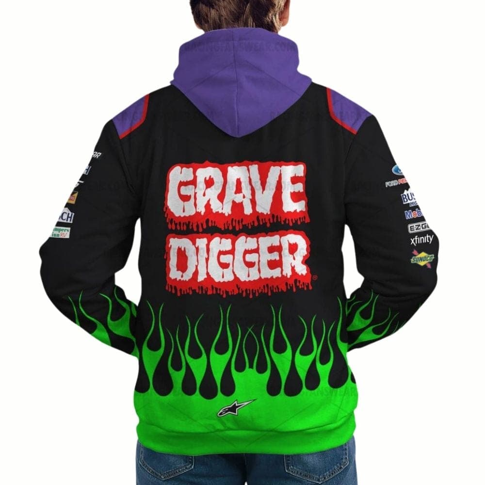 Kevin Harvick Nascar Grave Digger Racing 2021 Uniform All-over Print Hoodie