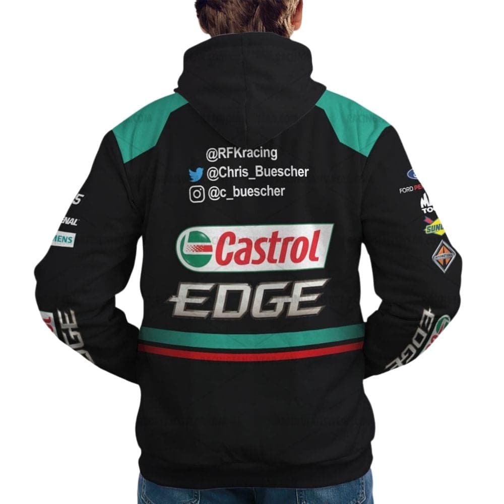 Chris Buescher Ford RFK Fastenal Castrol Edge Nascar 2023 Racing Uniform All Over Print Hoodie