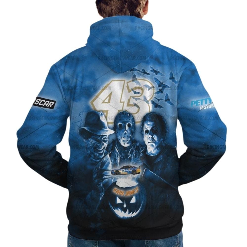 Erik Jones Nascar Petty GMS Sports Racing With Michael Myers Friends Horror Halloween All Over Print Hoodie