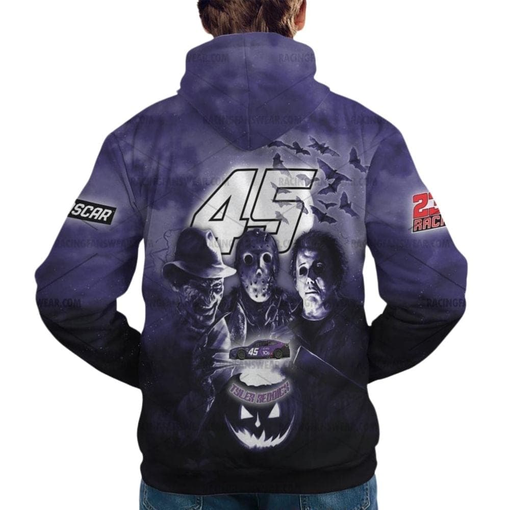 Tyler Reddick Nascar Racing With Michael Myers Friends Horror Halloween All Over Print Hoodie