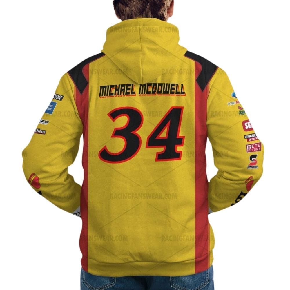 Michael McDowell 34 Nascar Racing Loves 2022 Uniform All Over Print Hoodie