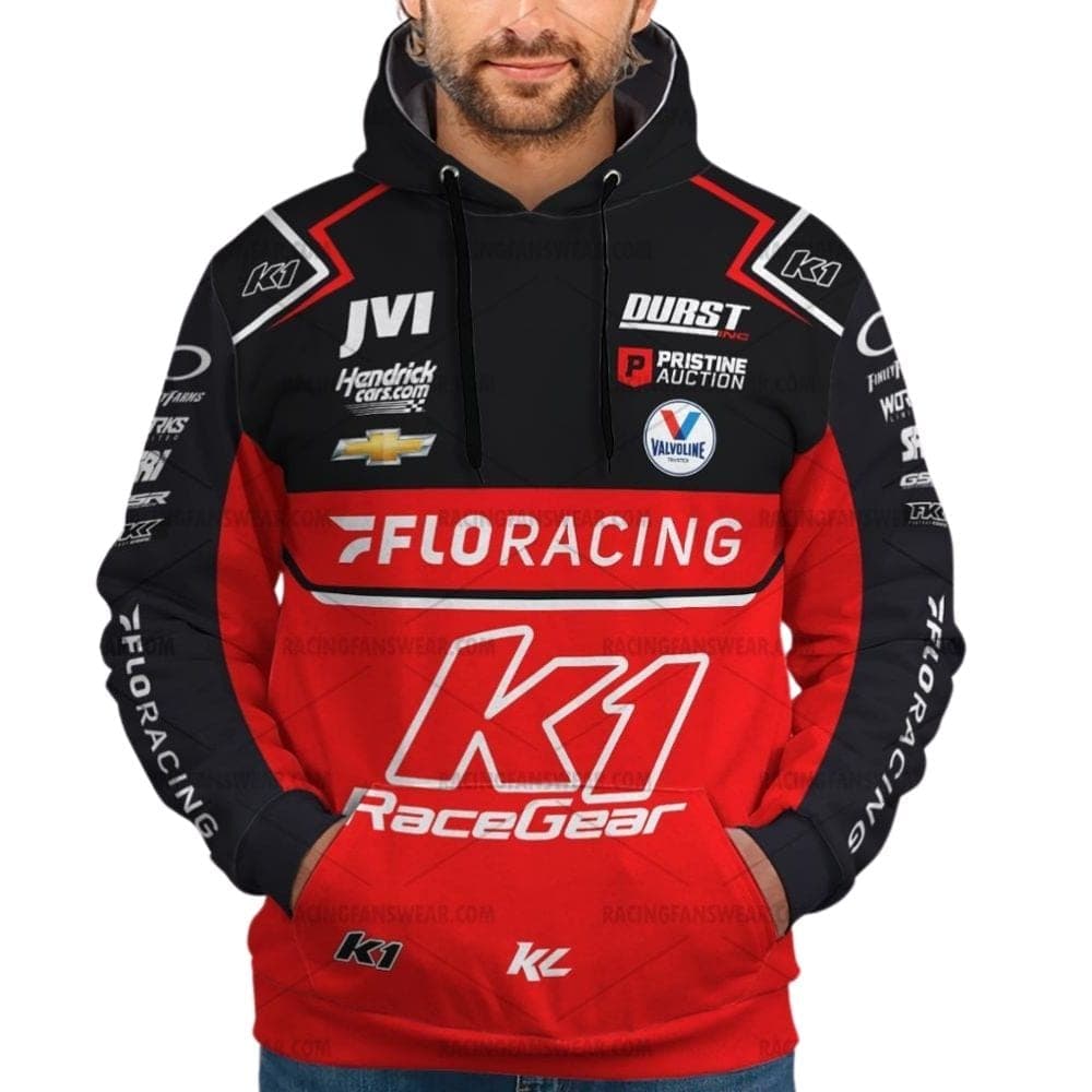 Kyle Larson Nascar Floracing 2024 Uniform Black And Red All Over Print Hoodie