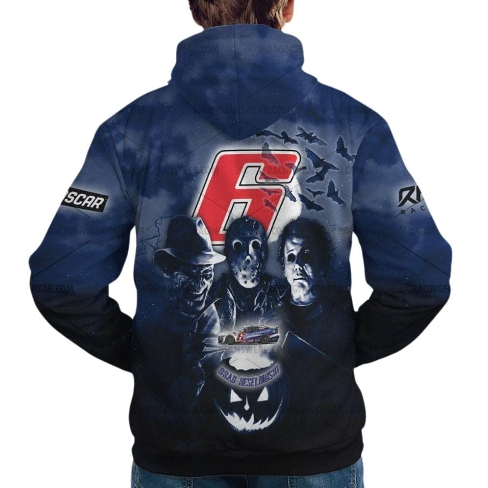Brad Keselowski 6 Nascar Racing With Michael Myers Friends Horror Halloween All Over Print Hoodie