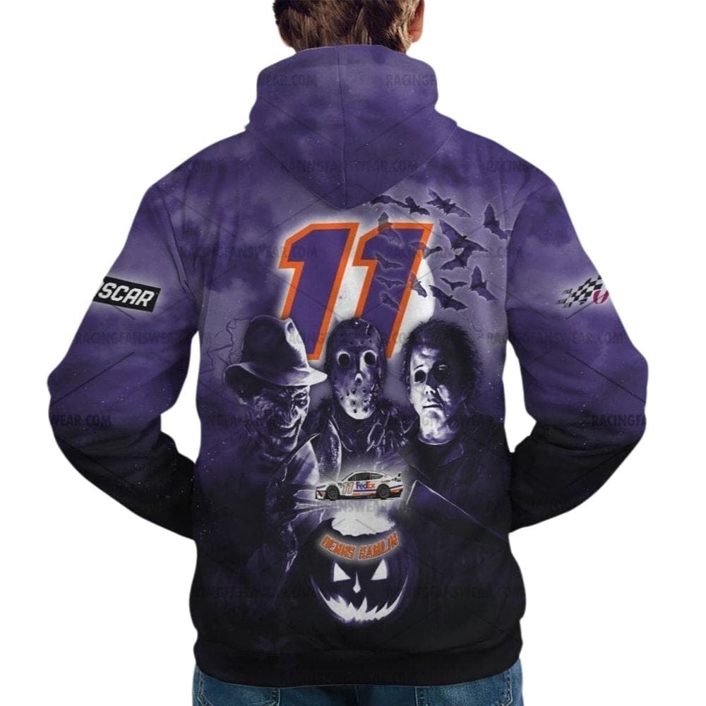 Denny Hamlin Nascar Racing Fedex With Friends Horror Halloween All Over Print Hoodie