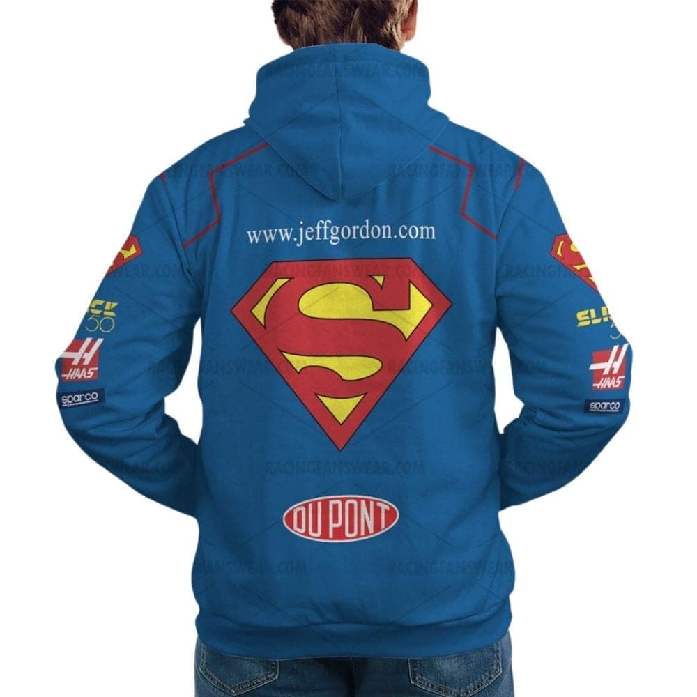 Jeff Gordon Nascar Racing Dupont And Superman Uniform All Over Print Hoodie