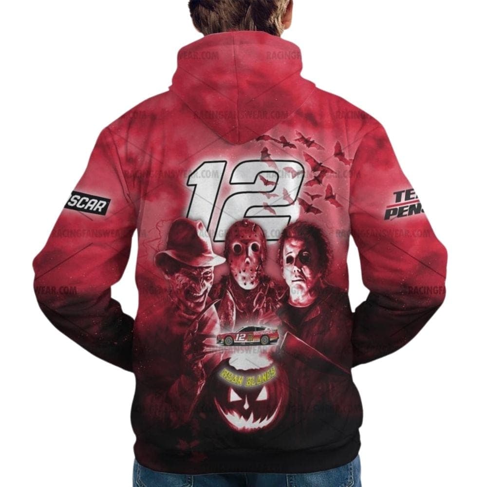 Ryan Blaney With Michael Myers And Friends Horror Bodyarmor Nascar Racing Halloween All Over Print Hoodie