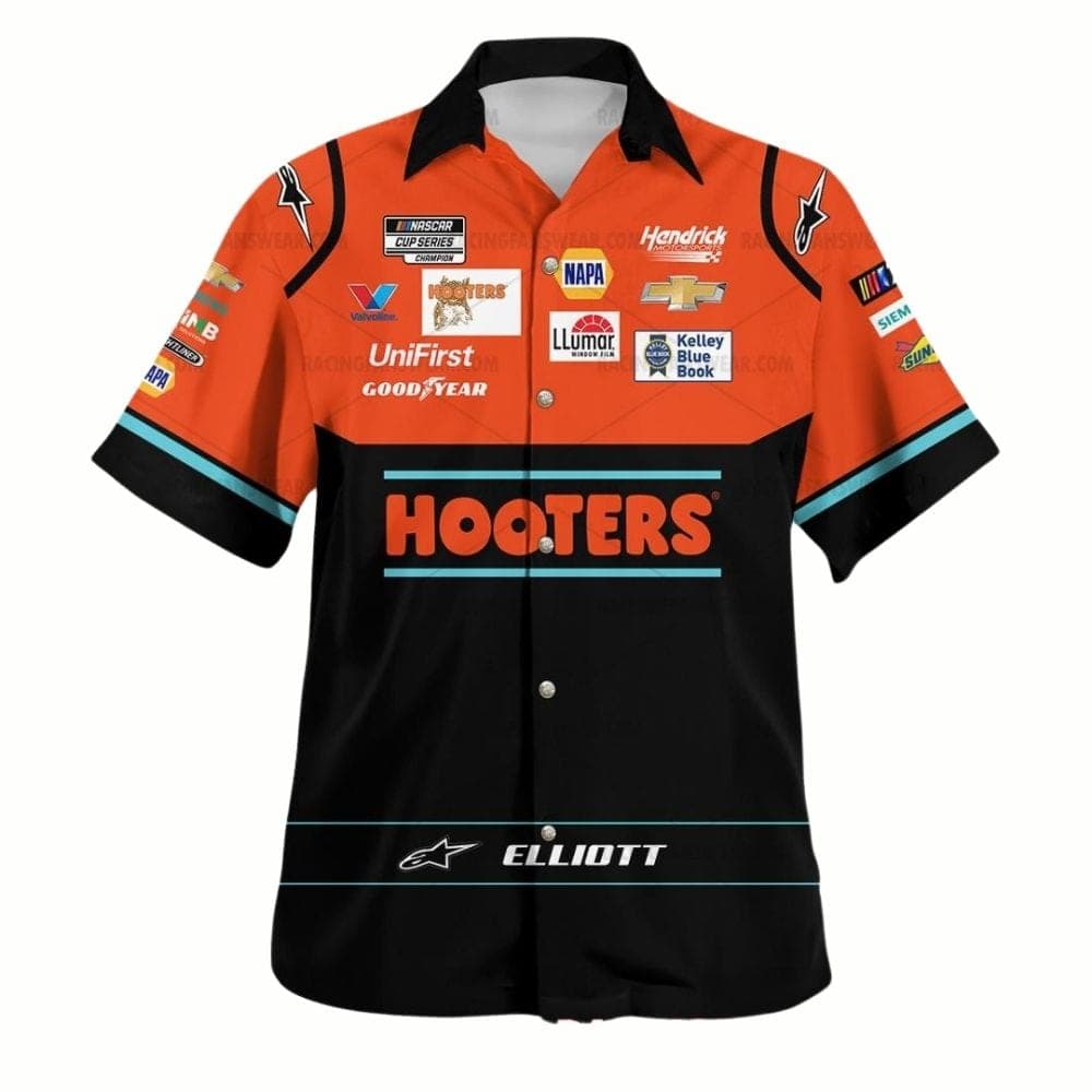 Chase Elliott 2023 Hooters Racing Uniform Hawaiian Shirt