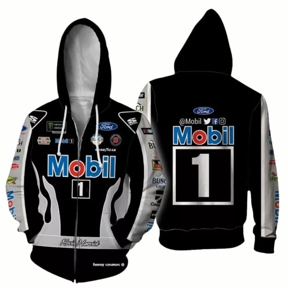 Kevin Harvick Mobil 1 Racing All-over Print Hoodie