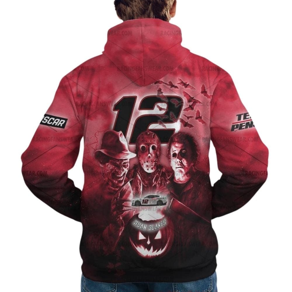 Ryan Blaney Nascar Team Penske Racing With Halloween All Over Print Hoodie