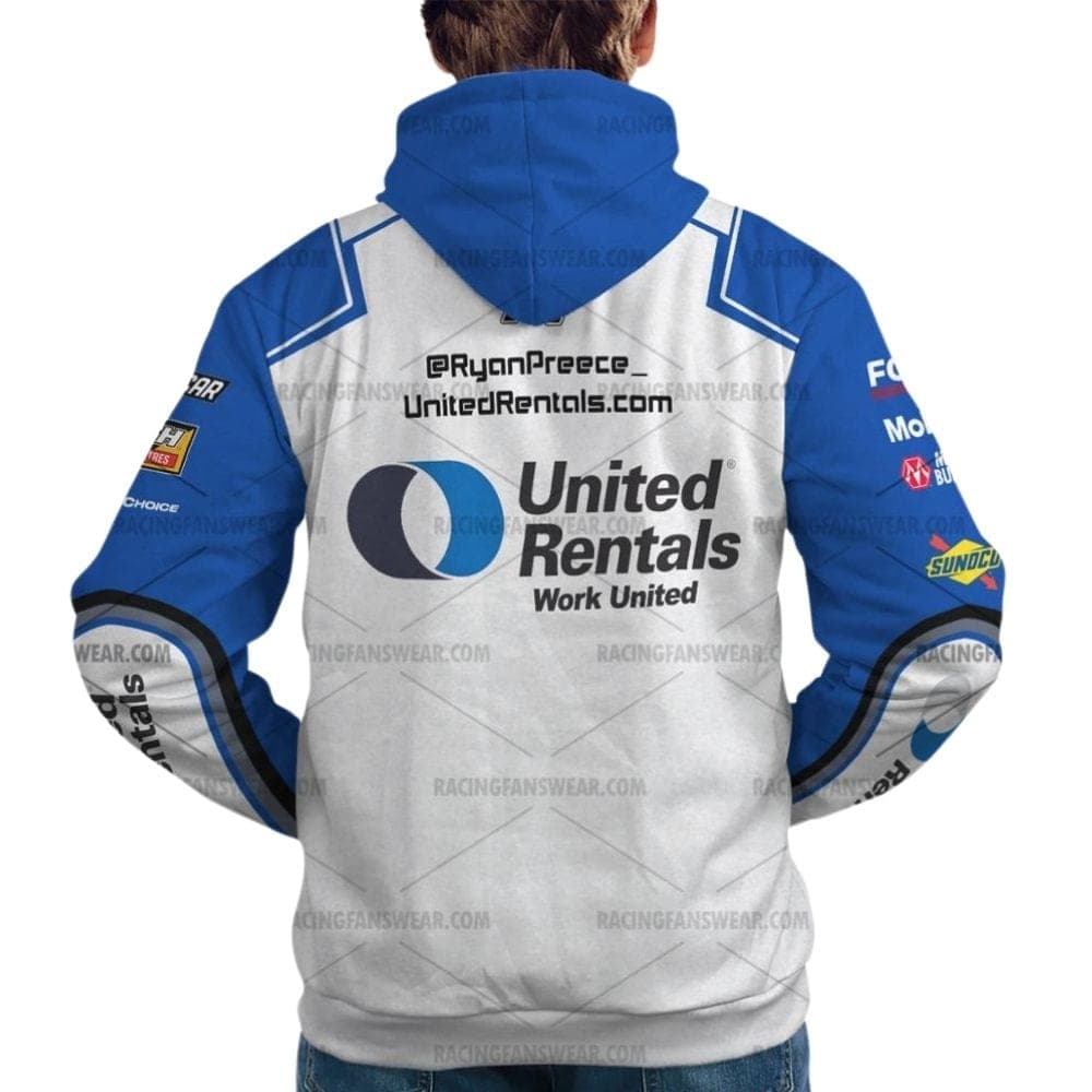 Ryan Preece Nascar Racing 2024 Stewart Haas Racing United Rentals Uniform All Over Print Hoodie