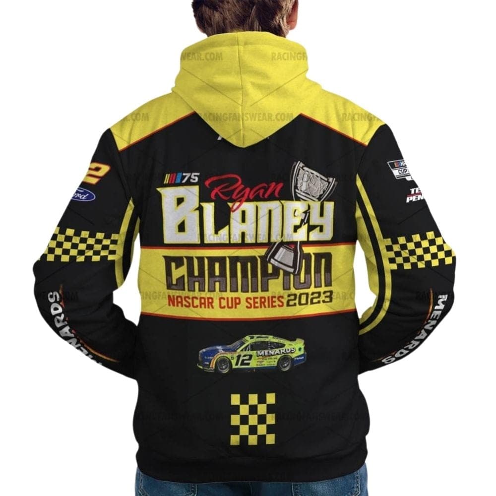 Ryan Blaney Champion Nascar Cup Series Racing 2023 Uniform All Over Print Hoodie