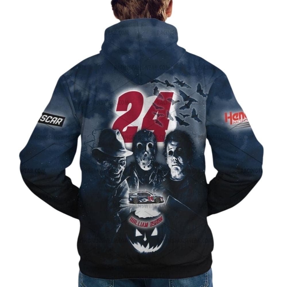 William Byron Hendrick Motorsport Nascar Racing With Michael Myers Friends Horror Character Halloween All Over Print Hoodie