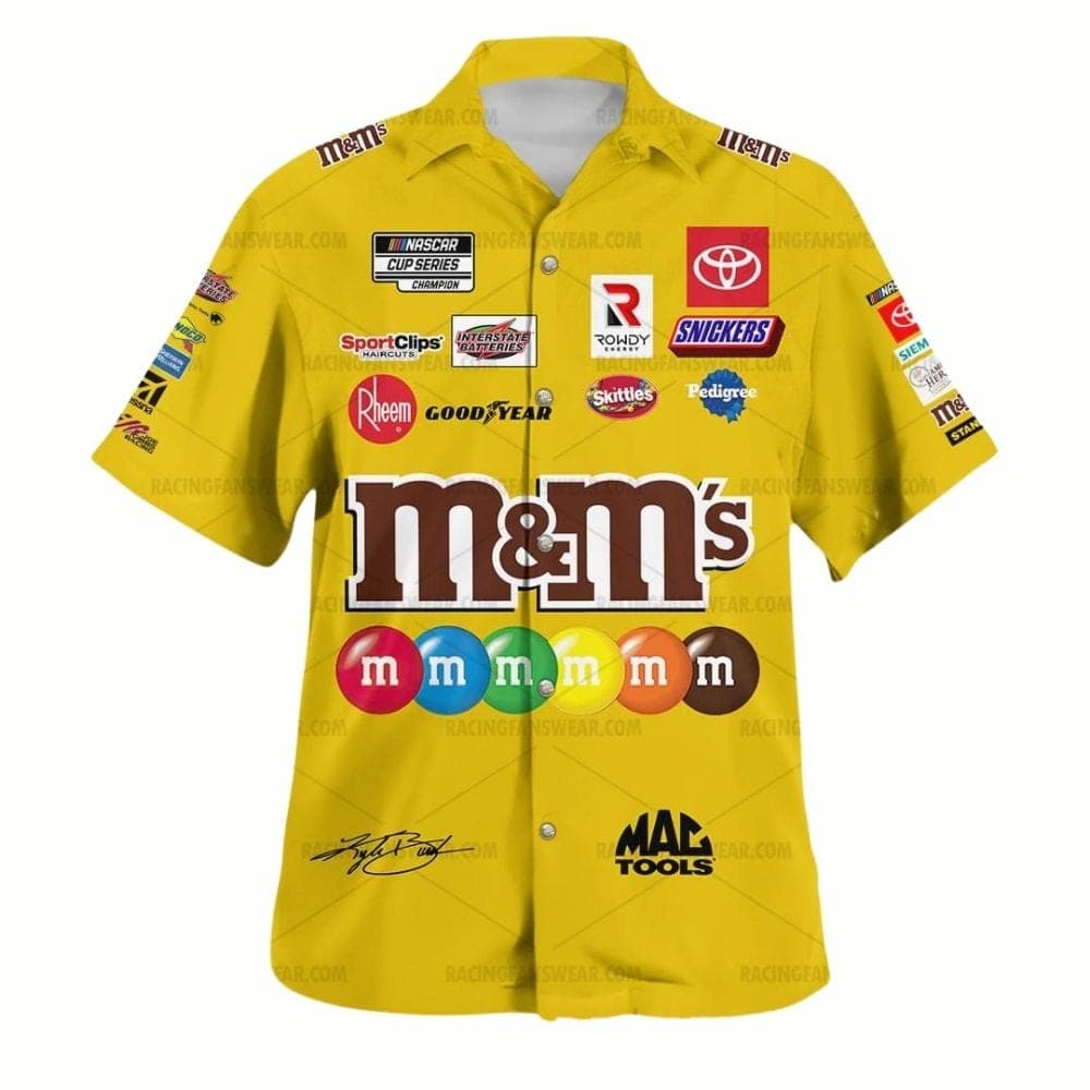 Kyle Busch Nascar 2022 Racing M&M's Suit Signature Uniform Hawaiian Shirt