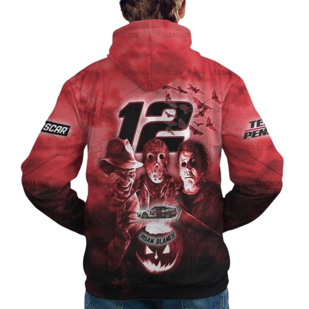 Ryan Blaney With Michael Myers And Friends Horror Wurth Nascar Racing Halloween All Over Print Hoodie
