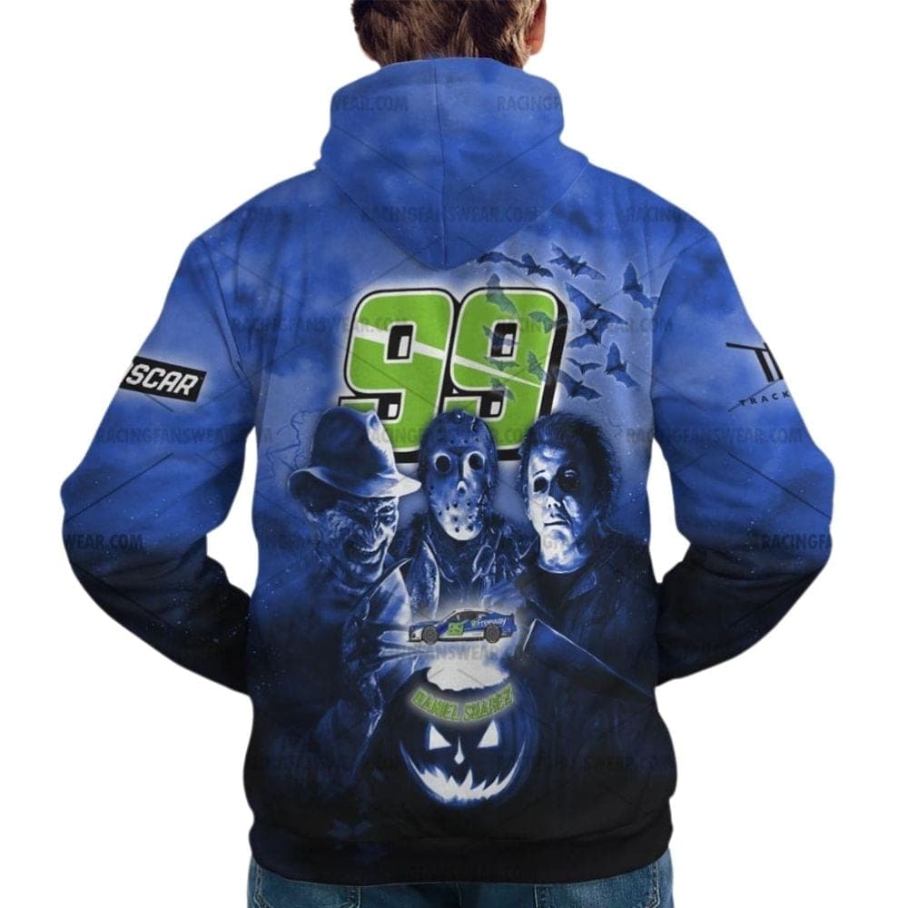 Daniel Suarez Nascar Racing With Michael Myers Friends Horror Halloween All Over Print Hoodie