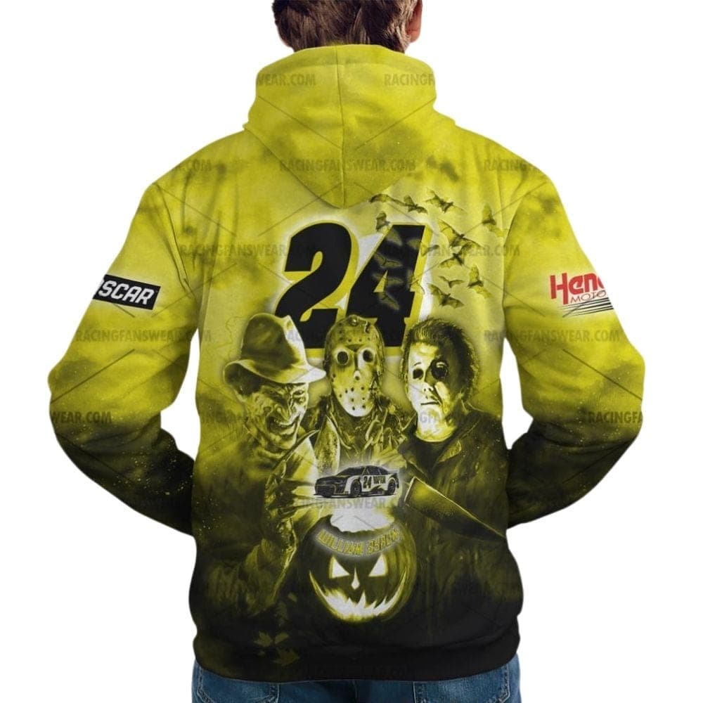 William Byron Nascar Racing With Michael Myers Friends Horror Character Halloween All Over Print Hoodie