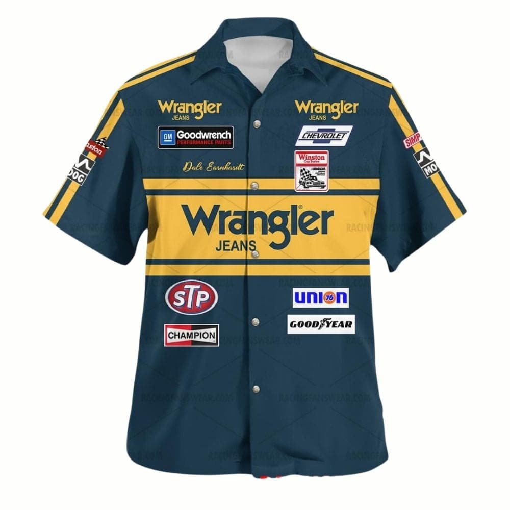 Dale Earnhardt Nascar Wrangler Jeans Racing Hawaiian Shirt