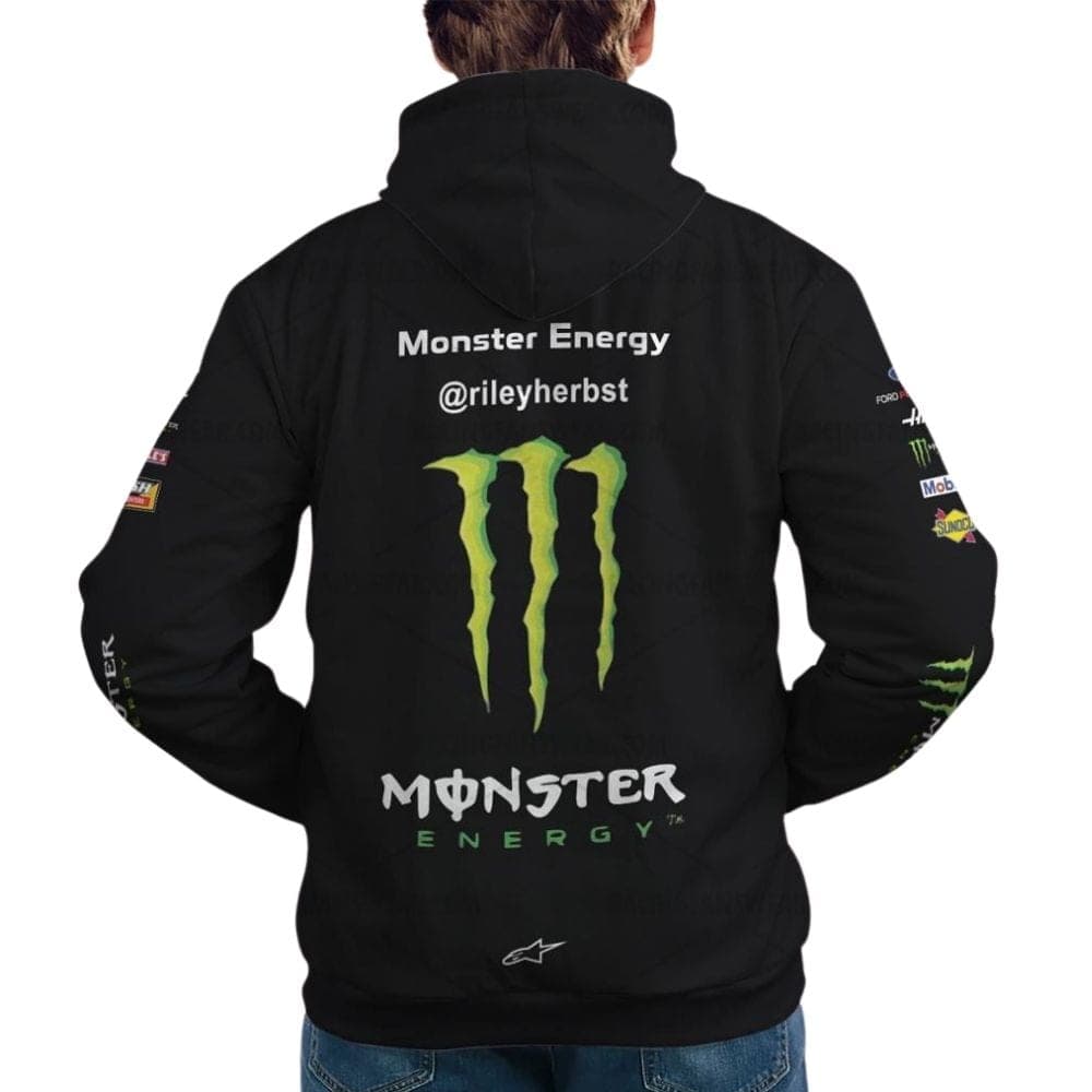 Riley Herbst Nascar Racing Monster Energy 2023 Uniform All Over Print Hoodie