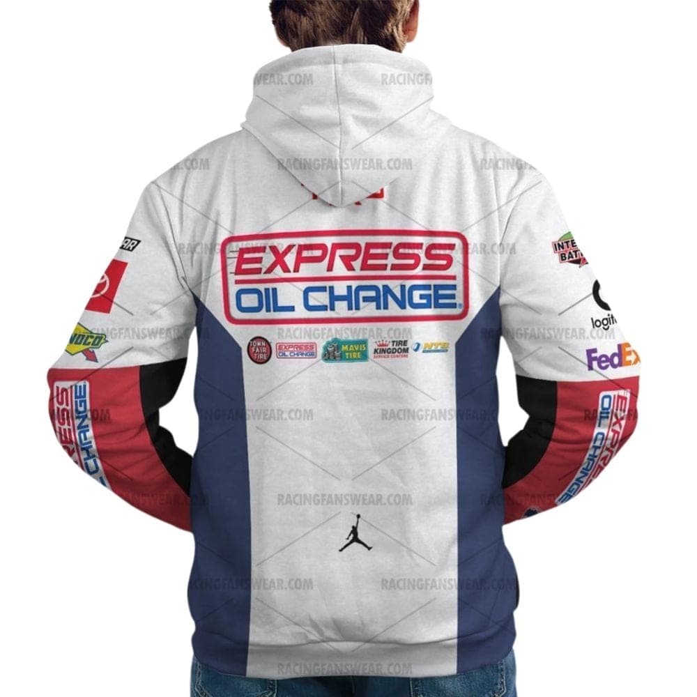 Denny Hamlin Nascar Racing 2024 Racing Express Oil Change Uniform All Over Print Hoodie