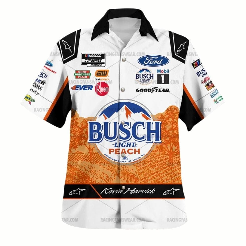 Kevin Harvick Nascar Busch Light Peach Racing 2023 Uniform Hawaiian Shirt