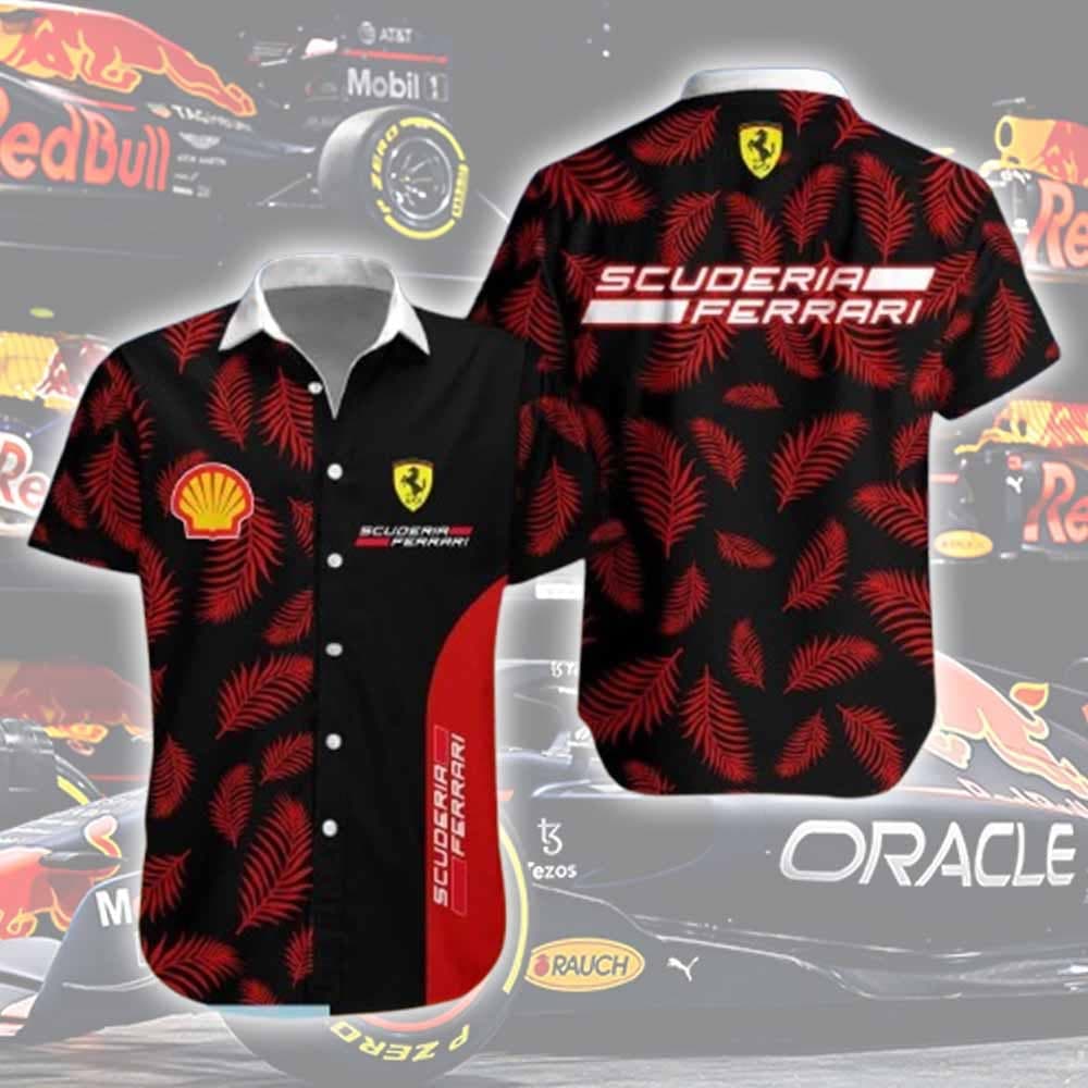 Racing Car Scuderia Ferrari F1 Logo Hawaiian Shirt