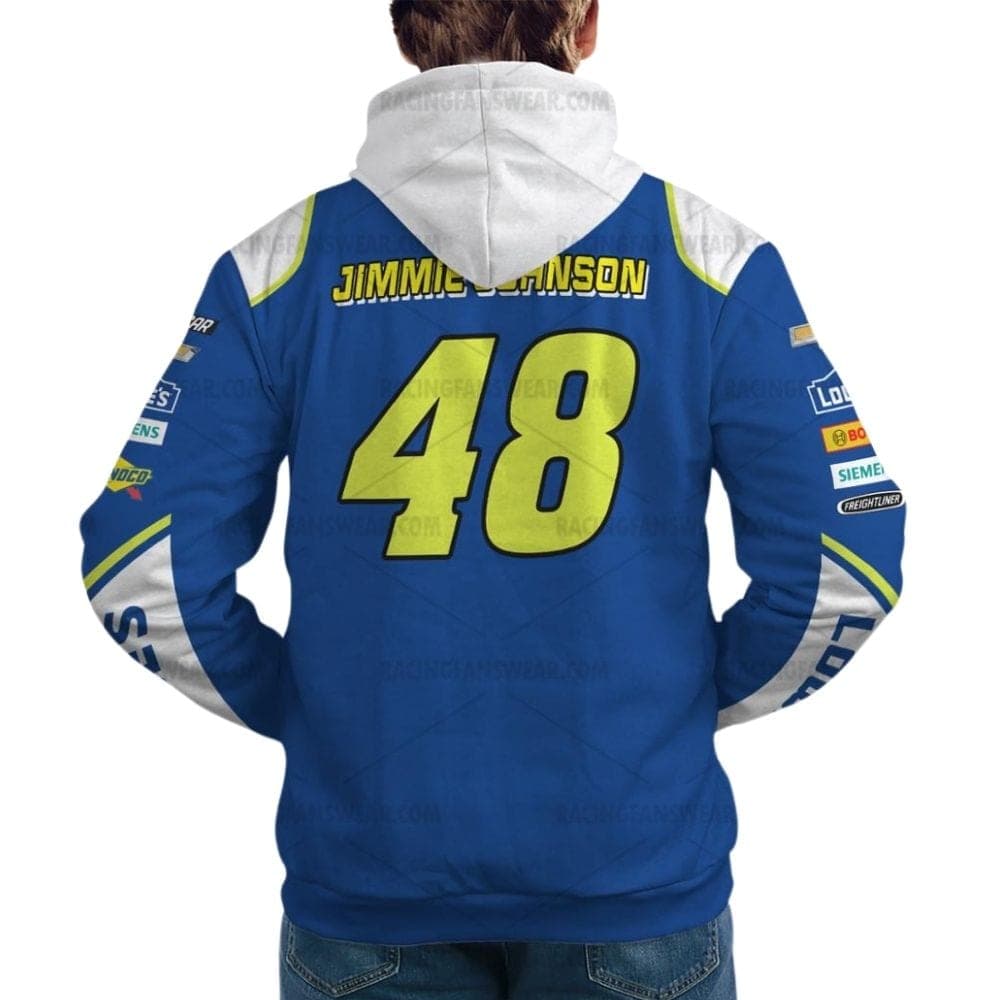 Jimmie Johnson Nascar Racing Lowe's 2023 Uniform All Over Print Hoodie