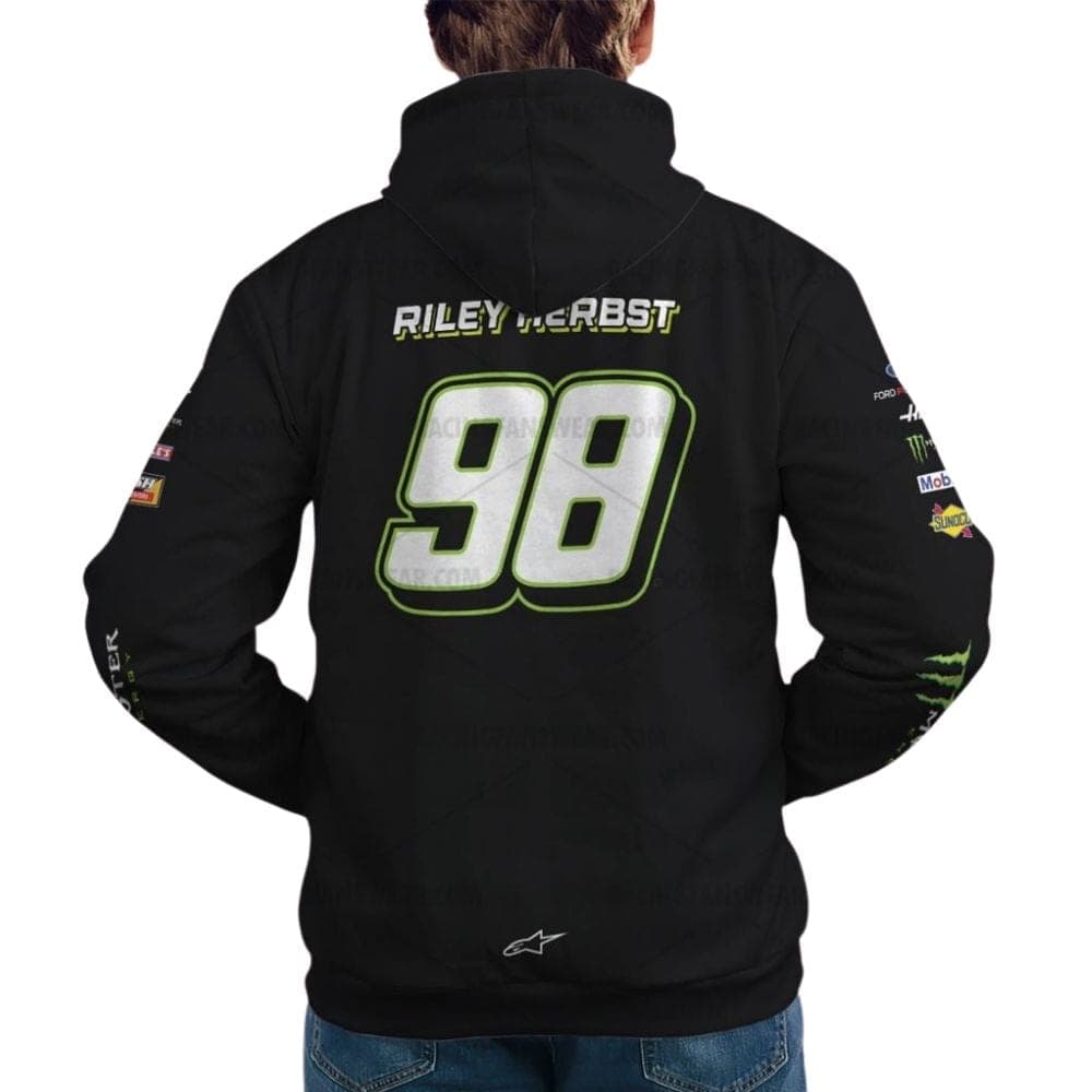 Riley Herbst Nascar Racing Monster Energy Mobil Good Year And Ford 2023 Uniform All Over Print Hoodie