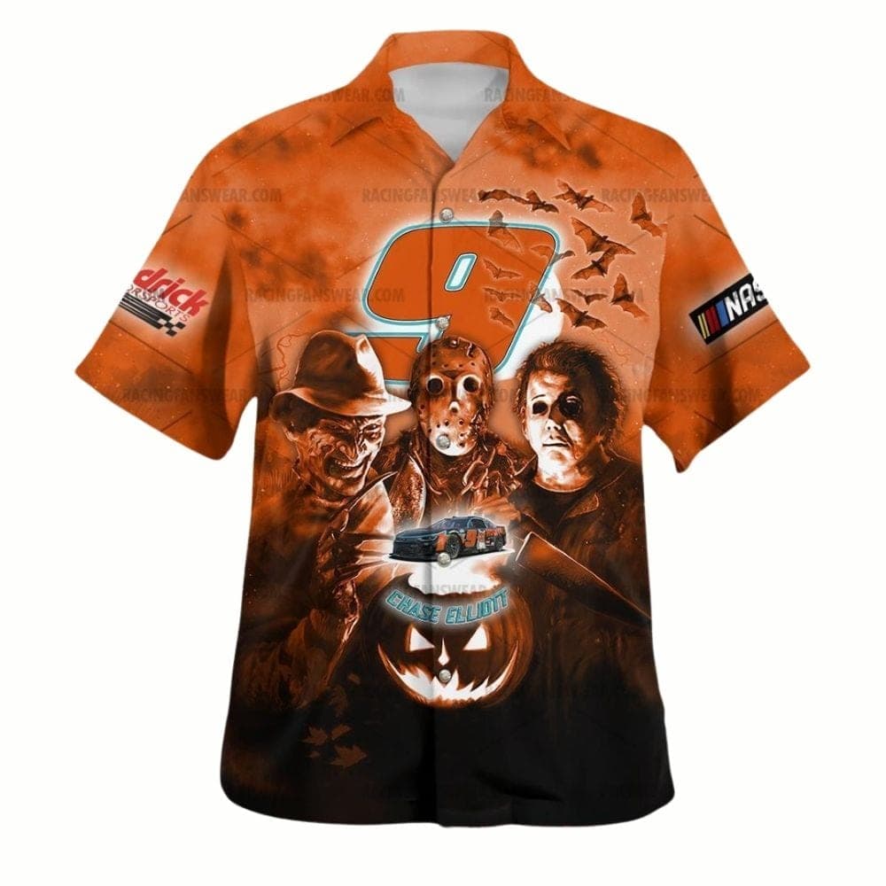 Michael Myers and Chase Elliott Nascar Racing Halloween Hawaiian Shirt