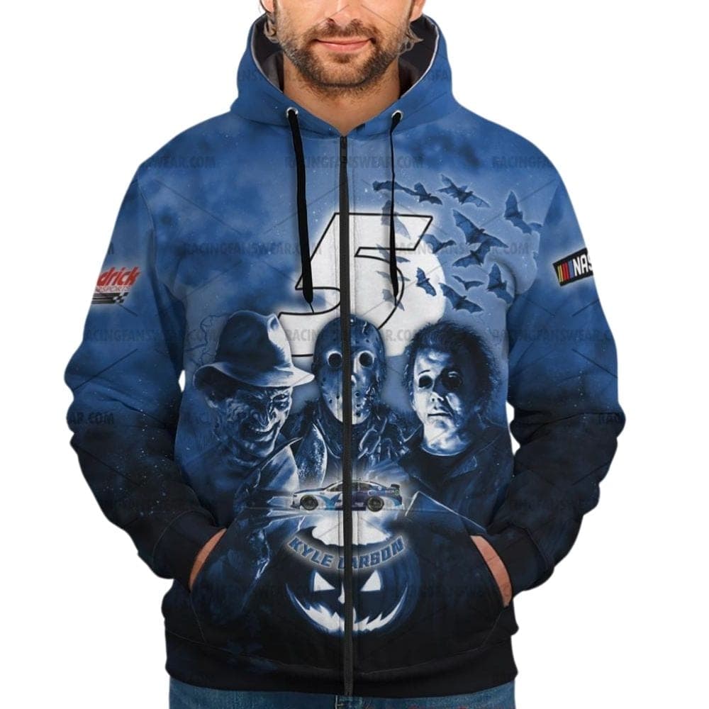 Kyle Larson 5 Nascar Racing With Michael Myers Friends Horror Halloween All Over Print Hoodie