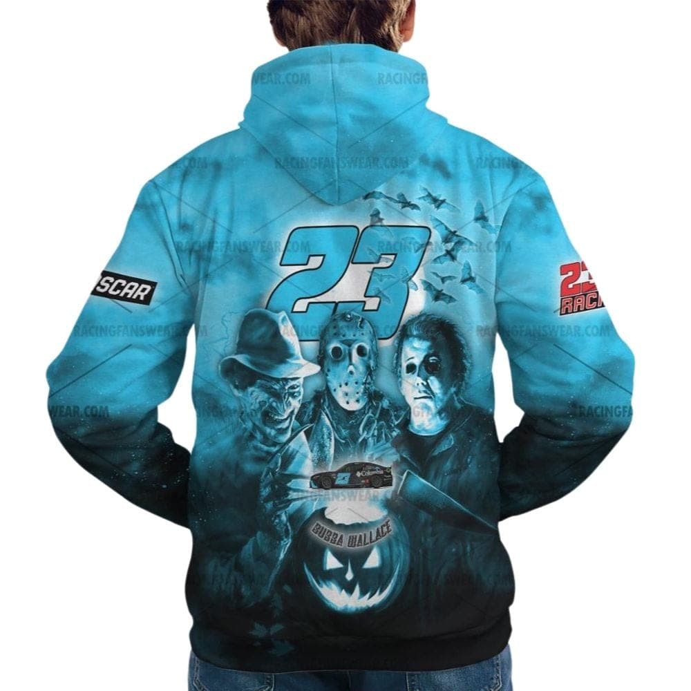 Bubba Wallace 23 Nascar Racing With Michael Myers And Friends Horror Halloween All Over Print Hoodie