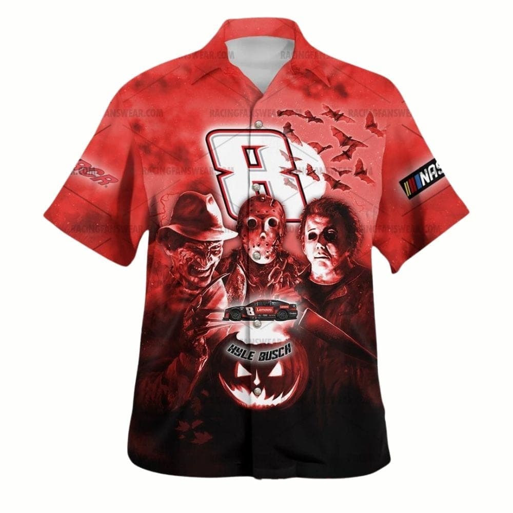 Kyle Busch and Friends Horror Nascar Racing Halloween Hawaiian Shirt