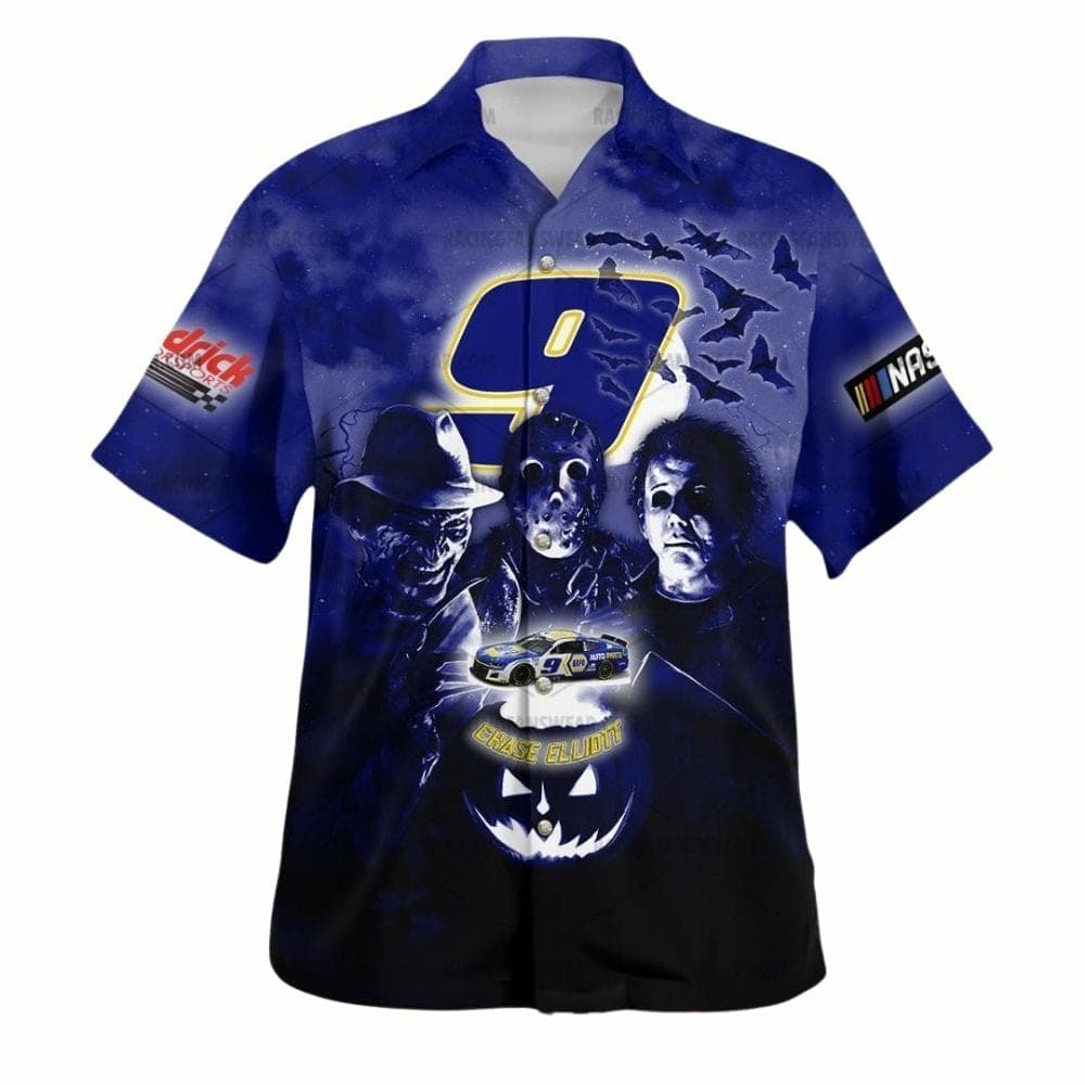 Chase Elliott and Friends Horror Nascar Racing Halloween Hawaiian Shirt