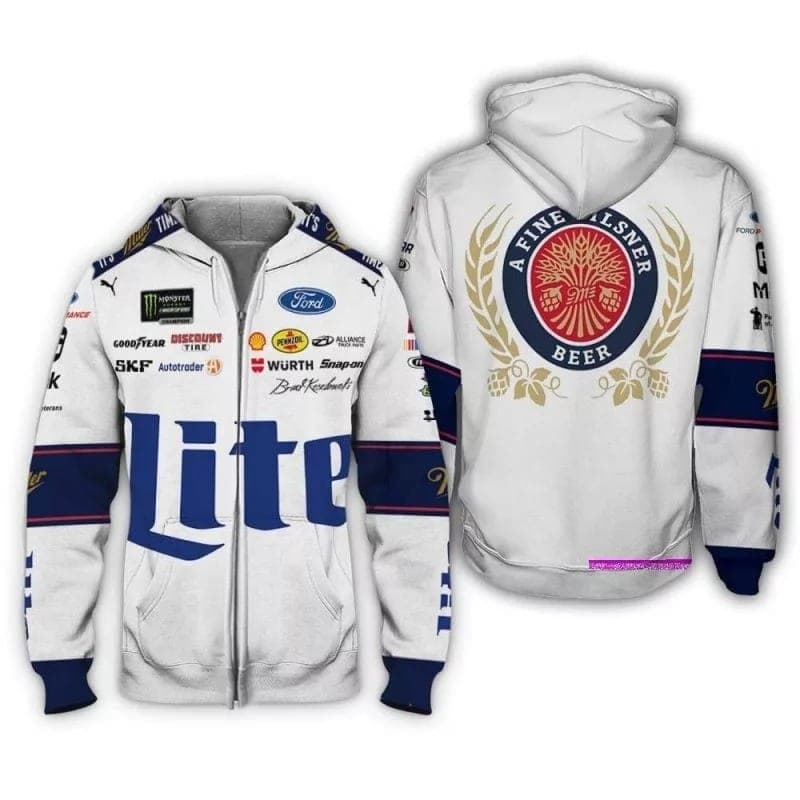 Brad Keselowski Nascar Lite Beer Racing Uniform All Over Print Hoodie