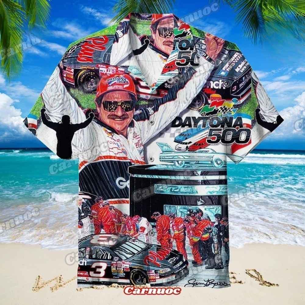 Dale Earnhardt Nascar Signature Daytona 500 Signature Hawaiian Shirt
