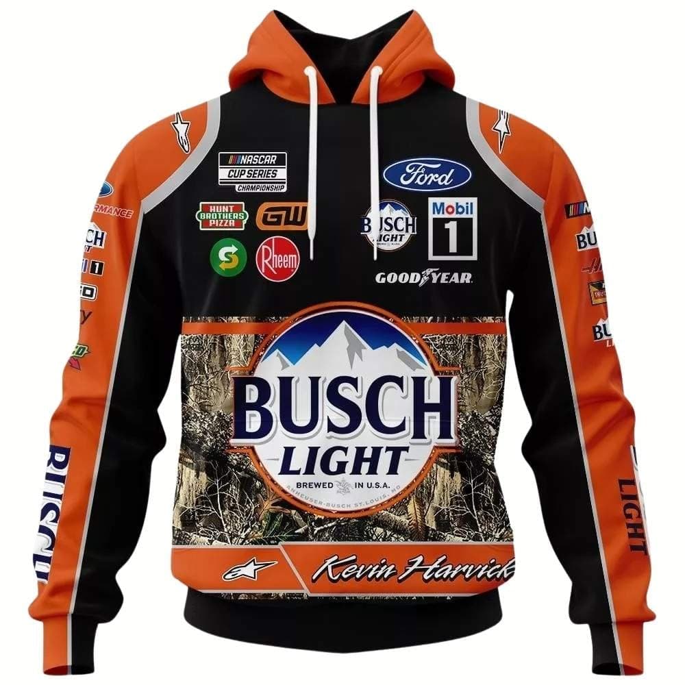 Kevin Harvick Busch Light Ford Hunting Nascar 2022 Racing All-over Print Hoodie