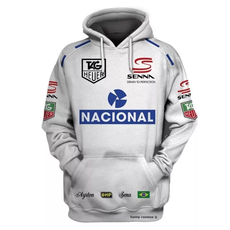 Ayrton Senna Williams Grand Prix Tag Heuer, Senna Driven To Perfection, Nacional, Omp Racing Uniform All-over Print Hoodie