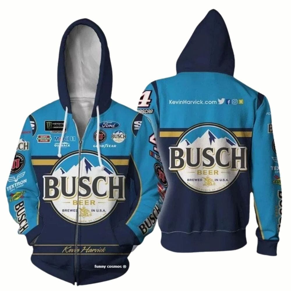 Kenvin Harvick Busch Beer Nascar Racing All-over Print Hoodie