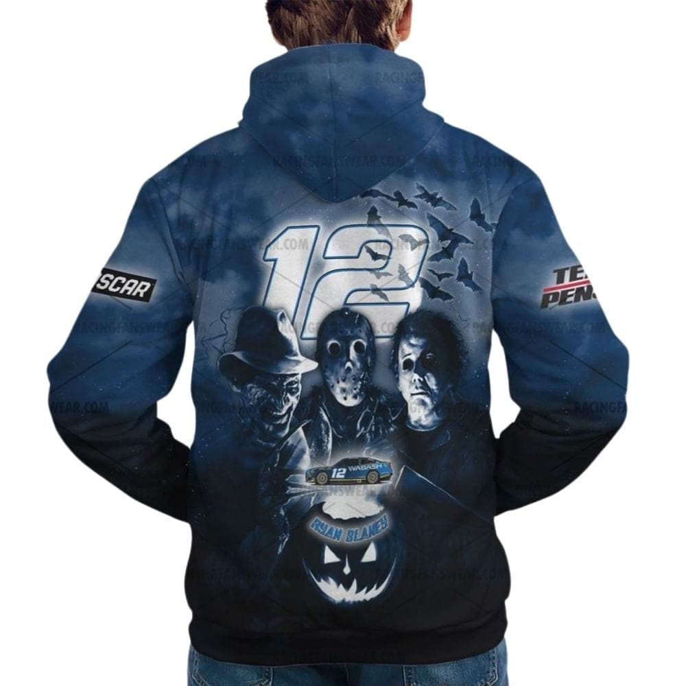 Ryan Blaney With Michael Myers And Friends Horror Wabash Nascar Racing Halloween All Over Print Hoodie