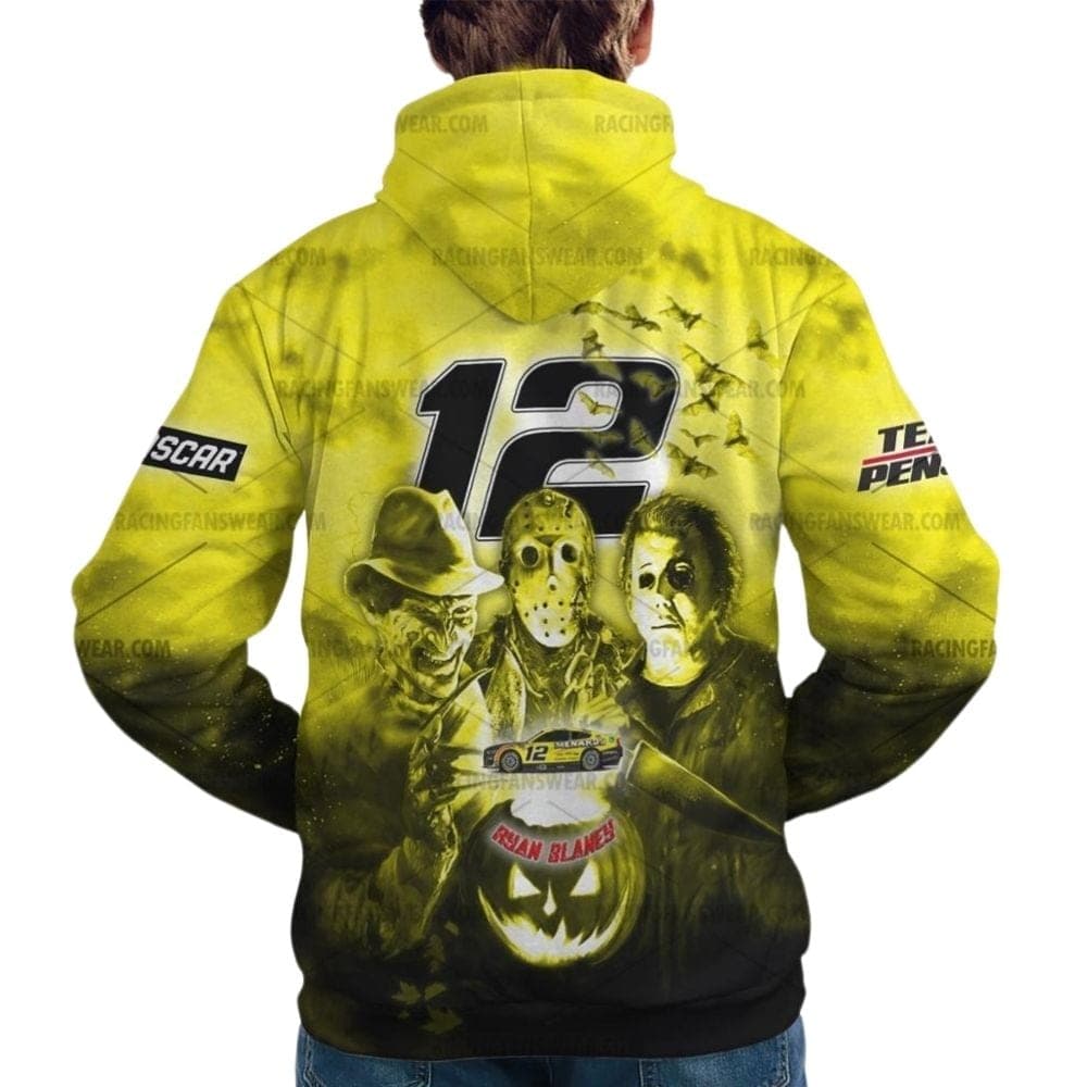 Ryan Blaney With Michael Myers And Friends Horror Menards Nascar Racing Halloween All Over Print Hoodie