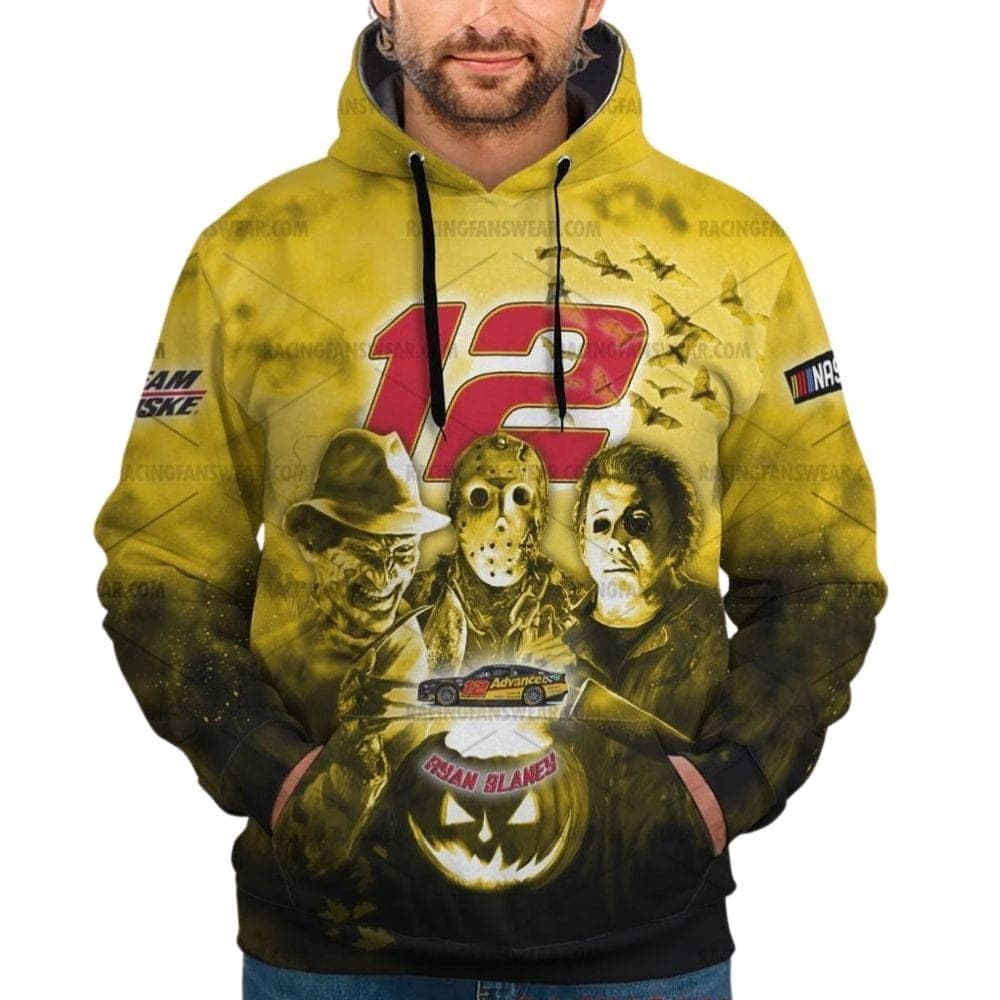 Ryan Blaney With Michael Myers And Friends Horror Advance Auto Part Nascar Racing Halloween All Over Print Hoodie